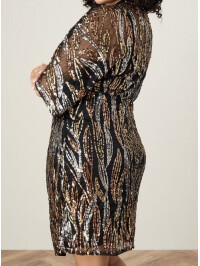 Rochie neagră Sloane cu detalii ornamentale și twist-Negru-44