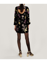 Rochie tunică din velur neagră cu aplicații Terry