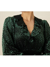 Rochie midi Kim verde cu imprimeu cu puncte