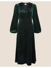 Rochie midi Kim verde cu imprimeu cu puncte-Verde-40