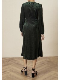 Rochie midi Kim verde cu imprimeu cu puncte-Verde-40