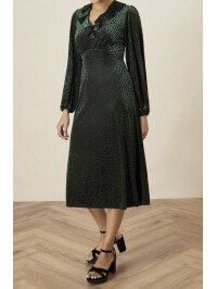 Rochie midi Kim verde cu imprimeu cu puncte-Verde-40