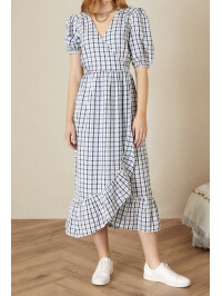 Rochie petrecută Dolly din gingham-Albastru-40