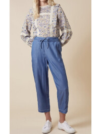 Top prairie floral și din dantelă brodată, mov