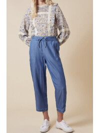 Top prairie floral și din dantelă brodată, mov-Mov-50