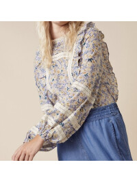 Top prairie floral și din dantelă brodată, mov-Mov-50