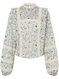 Top prairie floral și din dantelă brodată, mov