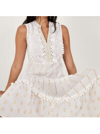 Rochie maxi kaftan metalică,ivory-Crem-XL