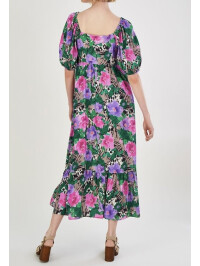 Rochie tip tea Effie cu imprimeu, camel.