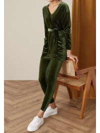 Tol din catifea verde cu cordon