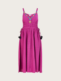 Rochie midi simplă, cu textură ușoară și bandă decorativă