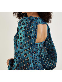 Rochie midi cu imprimeu animal print, realizată din viscoză sustenabilă,marime 52