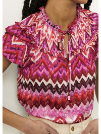 Bluză cu imprimeu încrețit, realizată din poliester reciclat