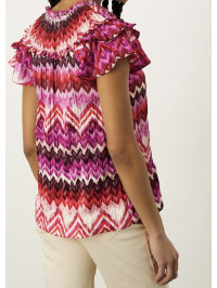 Bluză cu imprimeu încrețit, realizată din poliester reciclat