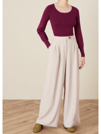 Pulover cu decolteu rotund adâncit,culoare visiniu-Rosu-XL