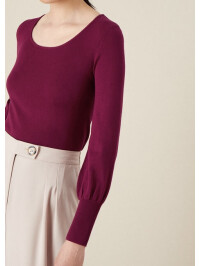 Pulover cu decolteu rotund adâncit,culoare visiniu-Rosu-XL