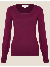 Pulover cu decolteu rotund adâncit,culoare visiniu-Rosu-XL