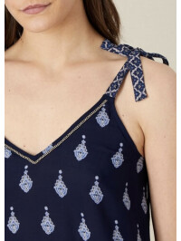 Top Claudia cu bretele subțiri și imprimeu, din LENZING™ ECOVERO™