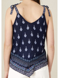 Top Claudia cu bretele subțiri și imprimeu, din LENZING™ ECOVERO™-Bleumarin-S