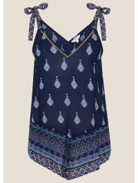 Top Claudia cu bretele subțiri și imprimeu, din LENZING™ ECOVERO™-Bleumarin-S