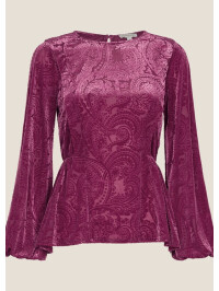 Top roz Pippa cu imprimeu paisley și croială peplum-Roz-M