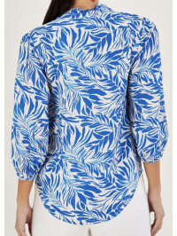 Bluză albastră Florence cu imprimeu frunze