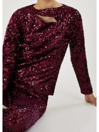 Top roșu Daisy din catifea cu paiete-Rosu-XXL