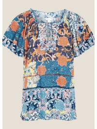 Top albastru Sufja din jerseu cu imprimeu-Multicolor-S