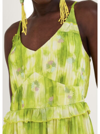 Rochie verde Dalila cu imprimeu tie-dye-Verde-S