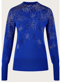 Pulover albastru cu puncte metalizate și viscoză sustenabilă