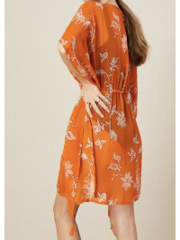 Kaftan Kai cu imprimeu, din viscoză sustenabilă, portocaliu-Portocaliu-S