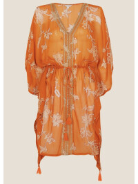 Kaftan Kai cu imprimeu, din viscoză sustenabilă, portocaliu-Portocaliu-S