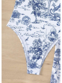 Costum de baie intreg și fustă cu nod lateral swim oasis – Set de vară cu imprimeu floral și animal print-Alb-XXL