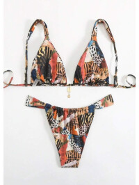 Set de bikini de vară pentru plajă, cu imprimeu leopard, sexy, imprimat aleatoriu-Print-L