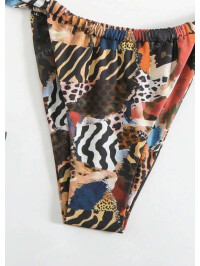 Set de bikini de vară pentru plajă, cu imprimeu leopard, sexy, imprimat aleatoriu-Print-L