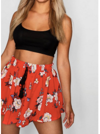 PANTALONI SCURȚI CU FLORI