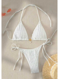 Costum de baie alb din două piese pentru femei ,model brazilian,sexy și elegant-Alb-S