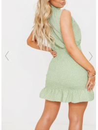 ROCHIE VERDE SALVIE CU GÂTUL ÎNALT 