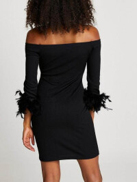 rochie_bardot_mini_neagra_cu_pene_river_island