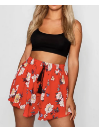 PANTALONI SCURȚI CU FLORI