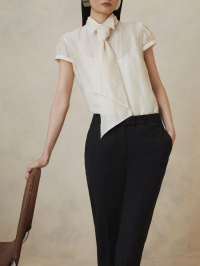 BLUZĂ DIN ORGANZA CU CRAVATĂ-S