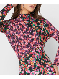 ROCHIE CU IMPRIMEURI FLORALE CONTRASTANTE