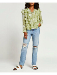 BLUZA CU IMPRIMEU FLORAL VERDE