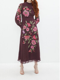 ROCHIE MIDI CU BRODERIE FLORALA