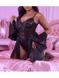 HALAT DIN SATIN NEGRU