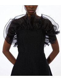 ROCHIE MINI CU DETALIU CU VOLAN DIN ORGANZA CU BANDAJ-Negru-M