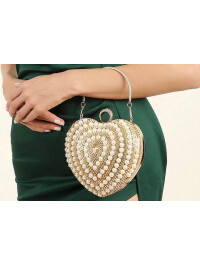 CLUTCH CU PERLE SI PIETRE-Auriu