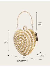 CLUTCH CU PERLE SI PIETRE-Auriu