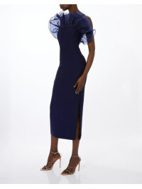 ROCHIE MIDAXI CU VOLANE DIN ORGANZA CU BANDAJ-L