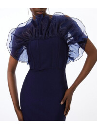 ROCHIE MIDAXI CU VOLANE DIN ORGANZA CU BANDAJ